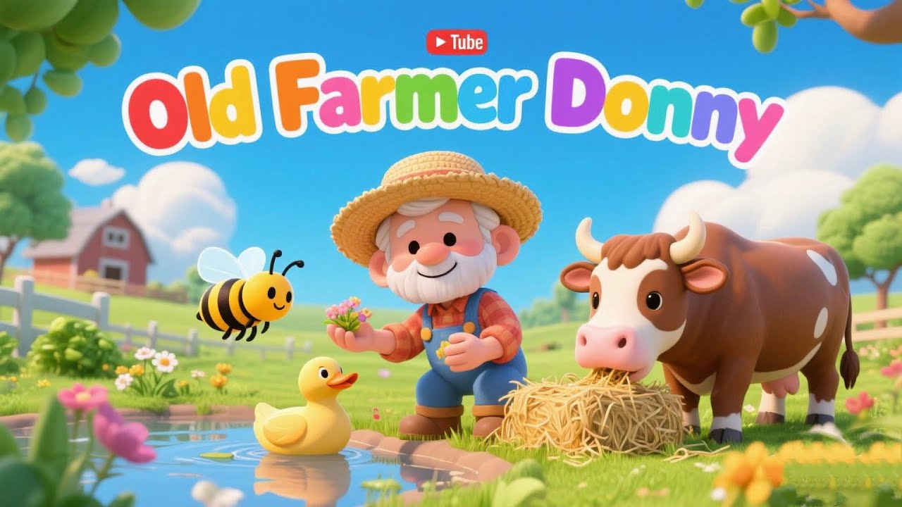 🎵 Old Farmer Donny Feeding Farm Animals | Bee, Little Duck & Brown Cow 🐝🦆🐄