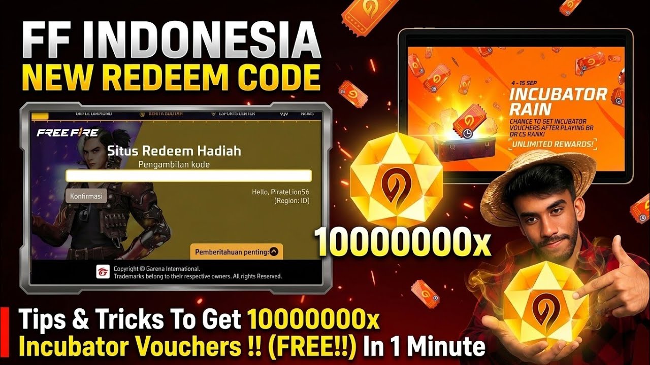 FF Indonesia Redeem Code Today Unlimited Incubator Vouchers Tips & Tricks