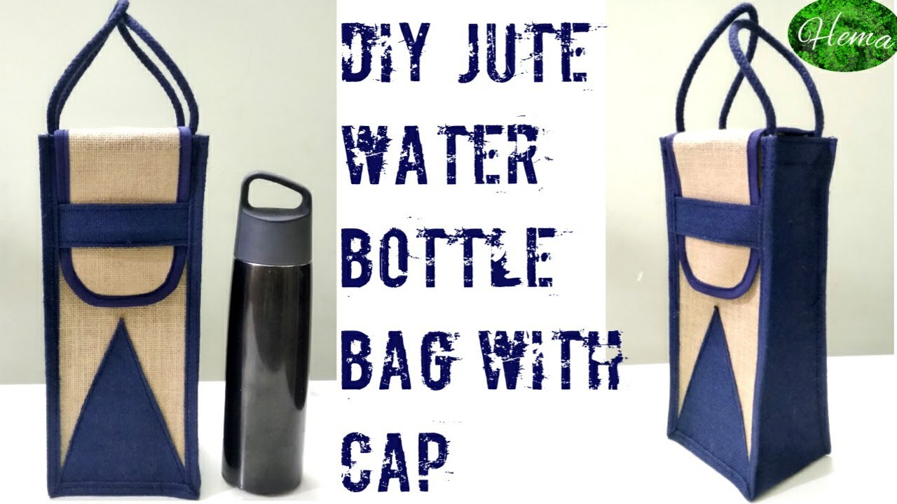 How To Make Bottle Cover At Home||Jute Water Bottle Bag With Cap Stitching Tutorial #waterbottlebag