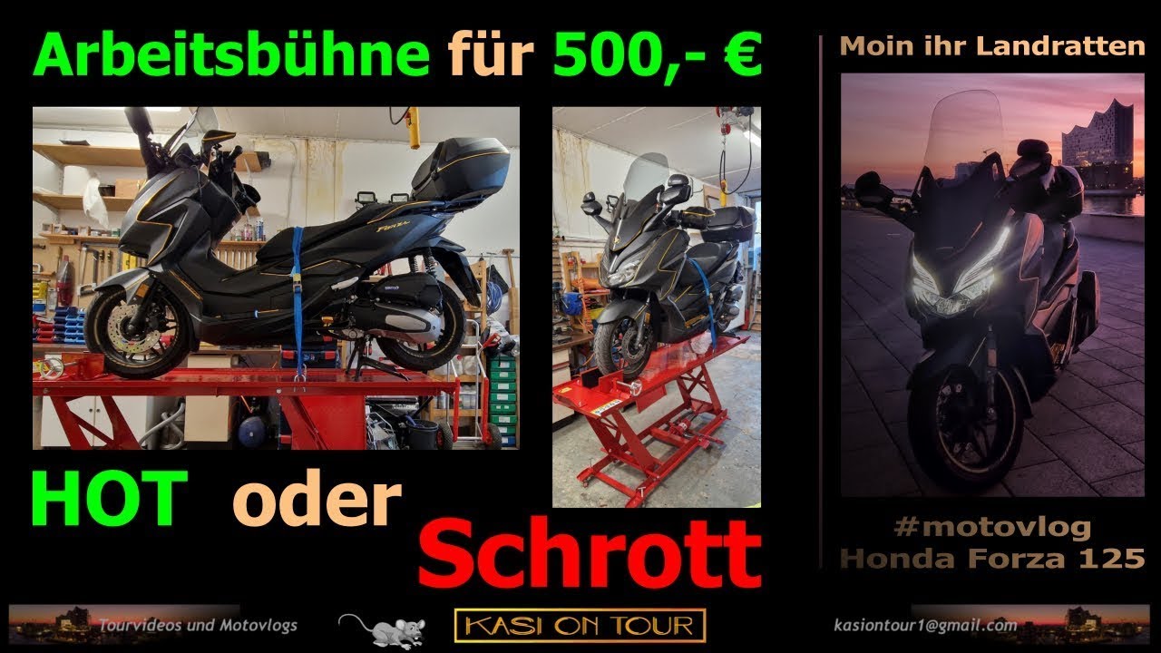 Hebebühne  - Arbeitsbühne - Motorrad  - Motorroller für 500 € mit kleinen Schwächen