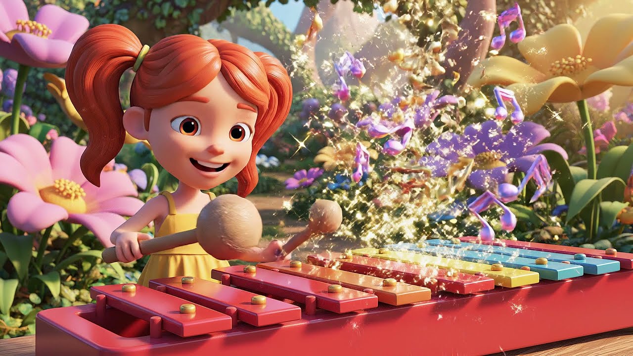 Tres pequeños xilófonos de juguete Ting Ting Ting | Canciones Infantiles y Rimas para Niños