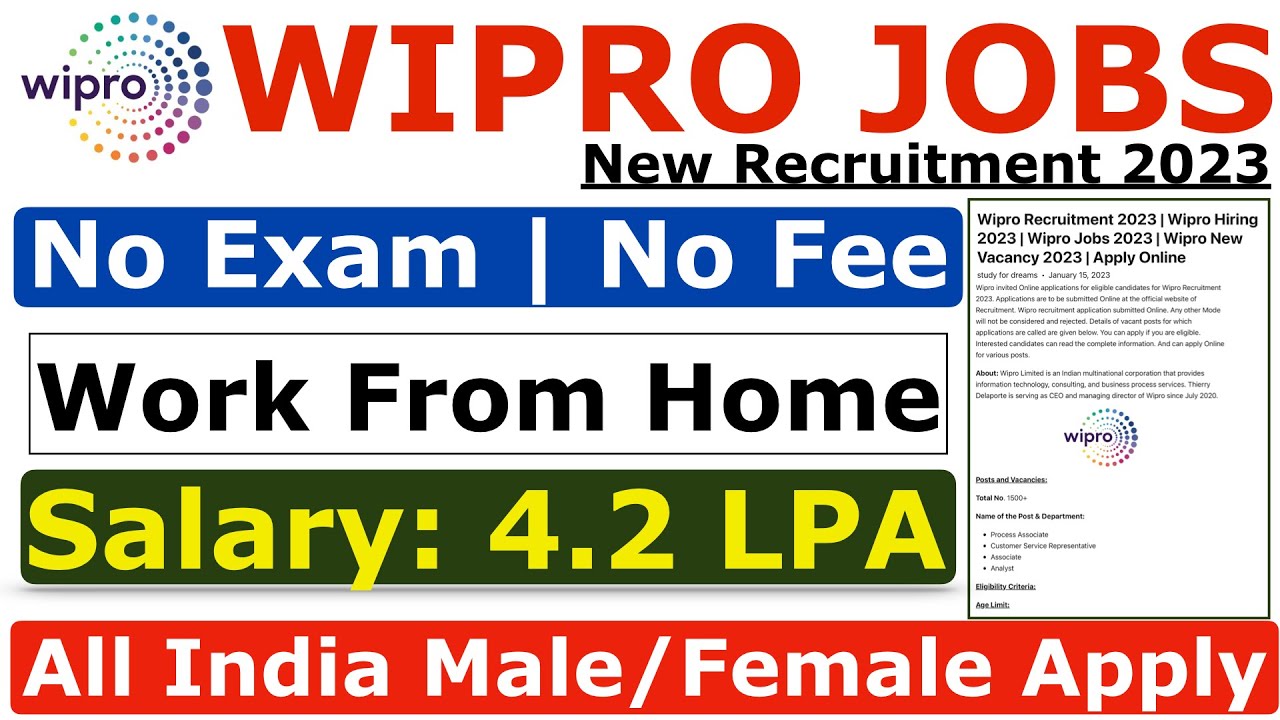 Wipro Recruitment 2023 | Wipro Jobs For Freshers 2023 | 12th & Graduate | Job Vacancy 2023  MNC Jobs