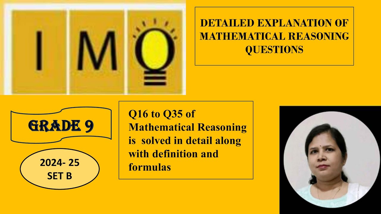 GRADE 9 IMO SET B 2024 25 MATHEMATICAL REASONING Q16 to Q35 #imo