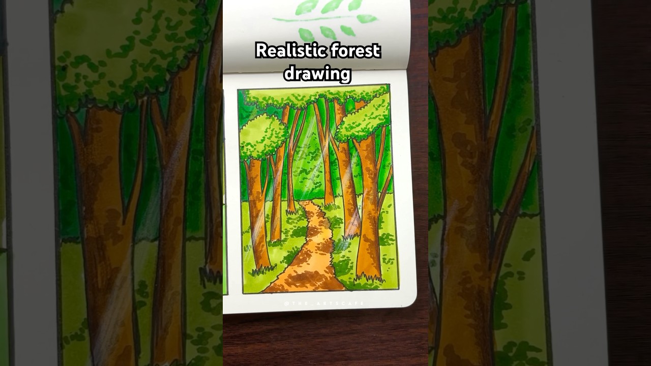 Tutorial: How￼ to draw realistic forest 🌳 #Shorts #Trending