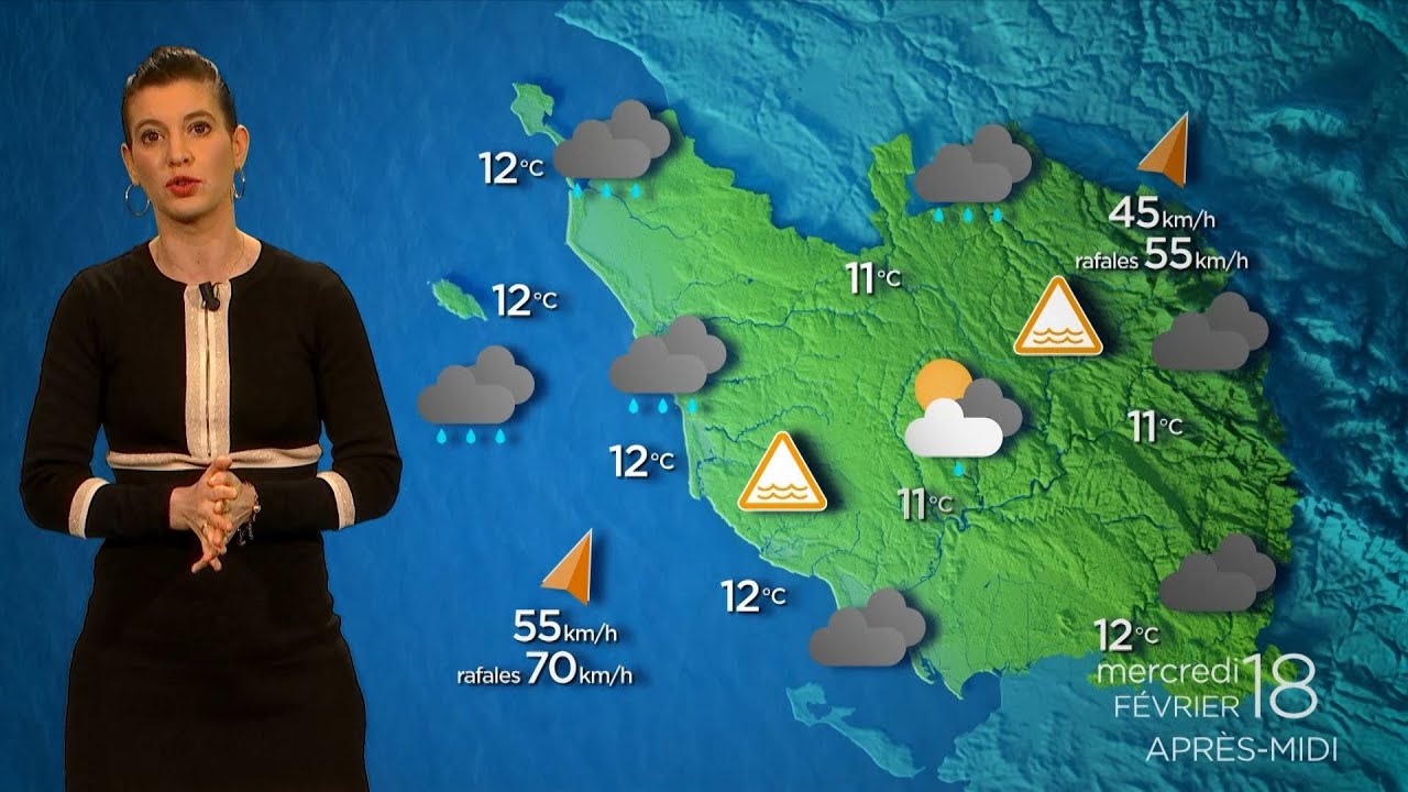 La météo de la Vendée du mercredi 18 février 2026 : vigilance orange crue et fortes pluies