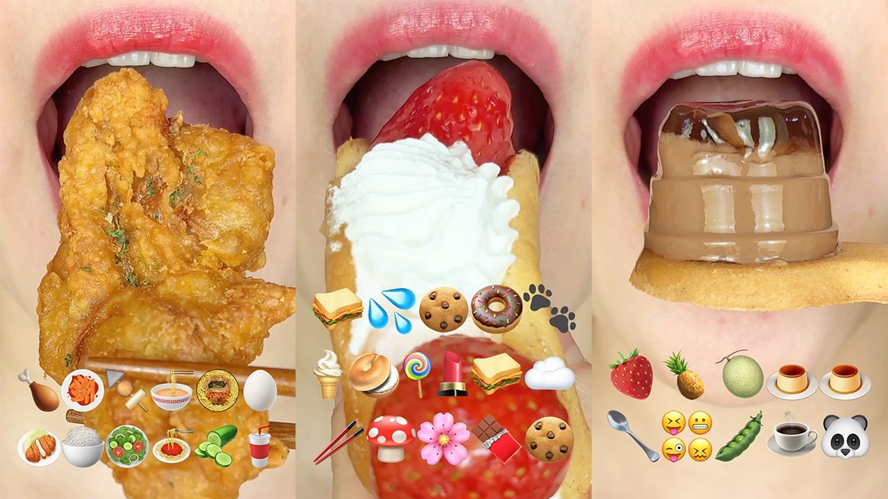 asmr DANGBEE 10 MINUTES EMOJI FOOD CHALLENGE (SATISFYING & RELAXING) 당비 10분 이모지 챌린지 모음 eating sounds