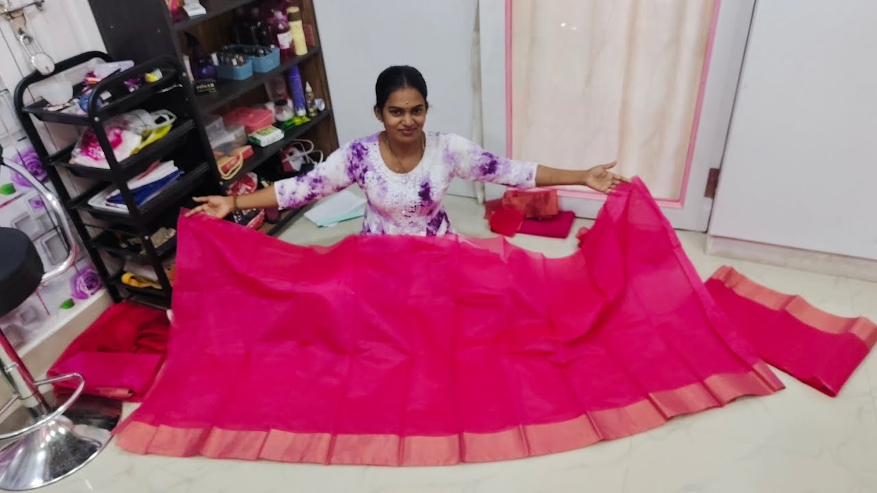 Saree ல Pleated Gown Cutting Full Video✨@Raji's Story #tailoringchannel #fashion #stitch