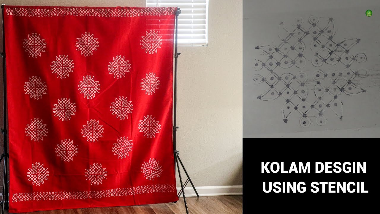 DIY POOJA BACKDROP || KOLAM DESIGN BACKDROP ON FABRIC | Sowji's Kitchen