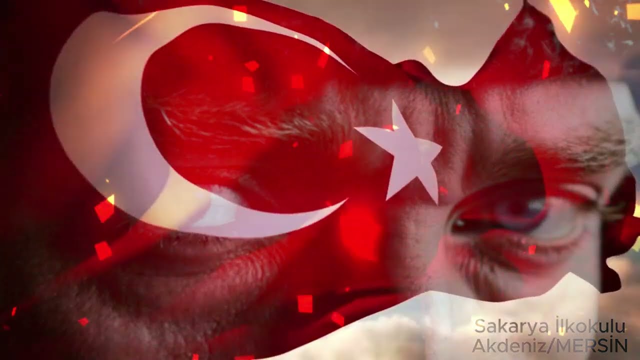Mersin Akdeniz Sakarya İlkokulu / Dalgalanan Türk Bayrağı / Fon Müzik / İstiklal Marşı