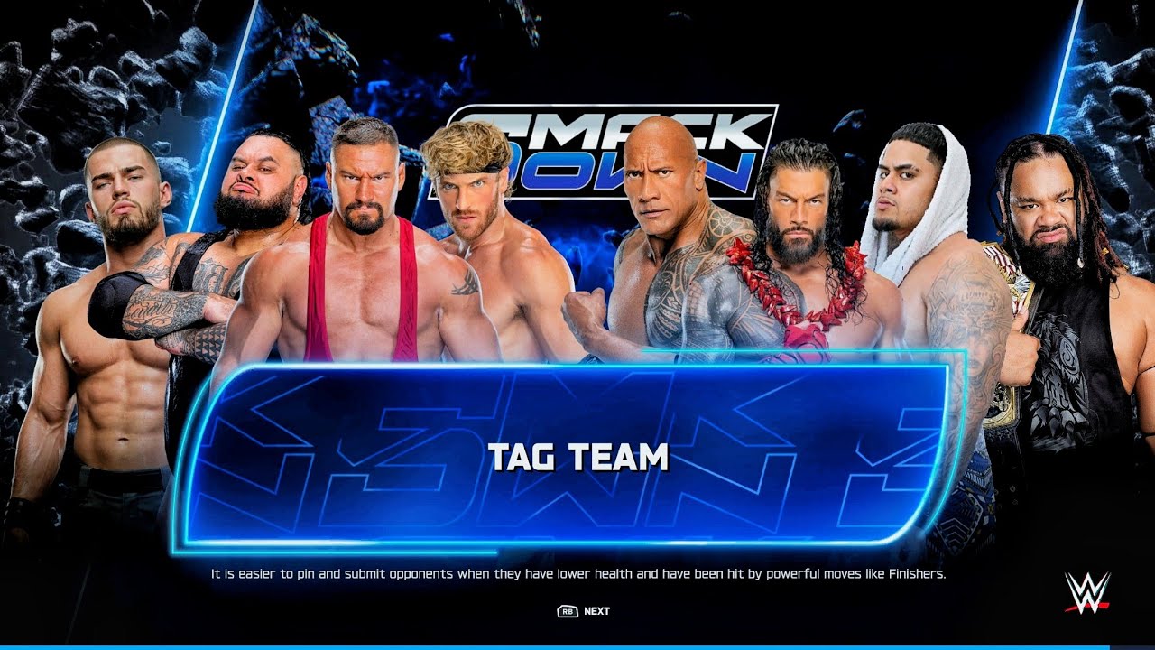 The Vision Vs Reigns, The Rock, Jacob & Zilla Fatu - Tag Team Elimination Match | WWE 2k25 