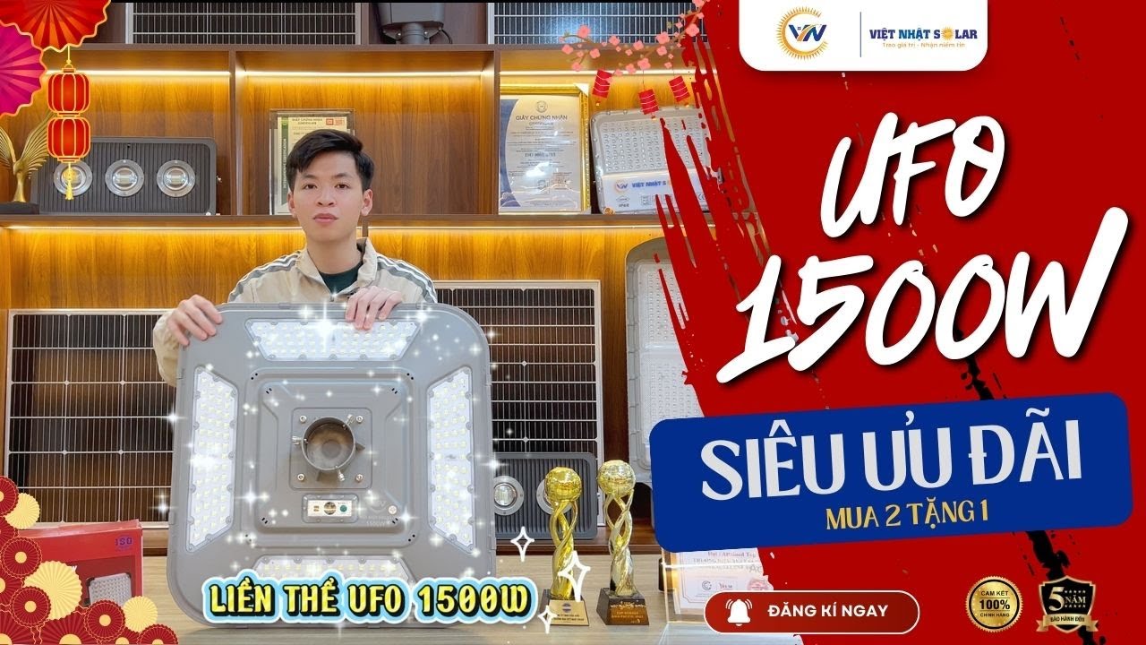 Đèn năng lượng mặt trời - Dòng đèn sân vườn siêu vip cao cấp UFO 1500w mới nhất 2026.