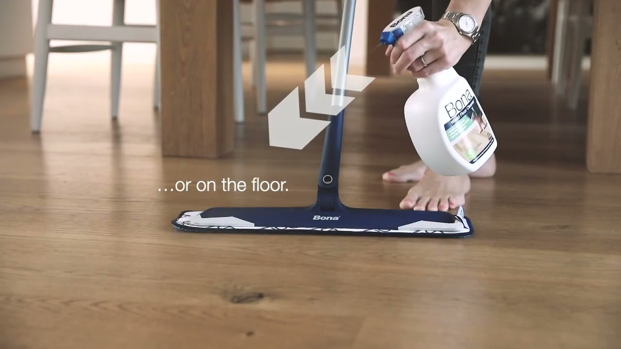 Cleaning is easy with the Bona Wood Floor Cleaner and Bona Microfiber mop!