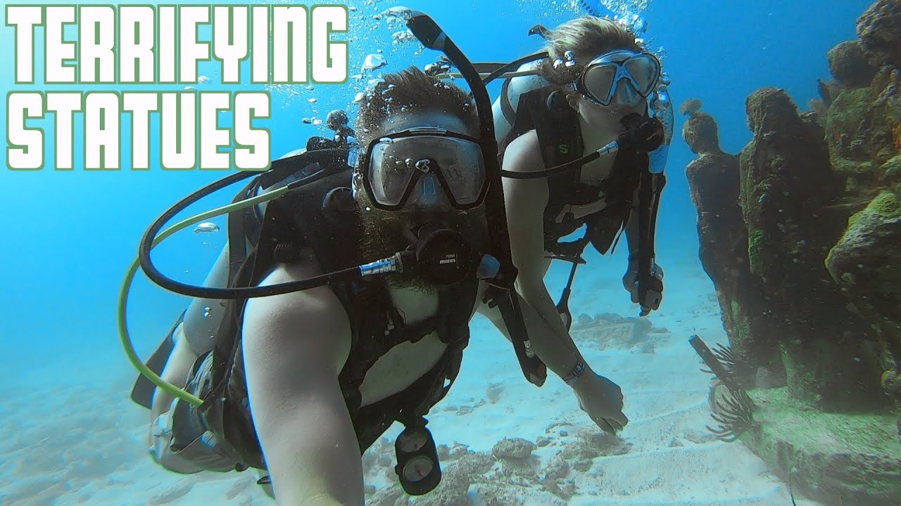 TERRIFYING STATUES FOUND DEEP SEA SCUBA DIVING IN THE CANCUN MEXICO UNDERWATER MUSEUM