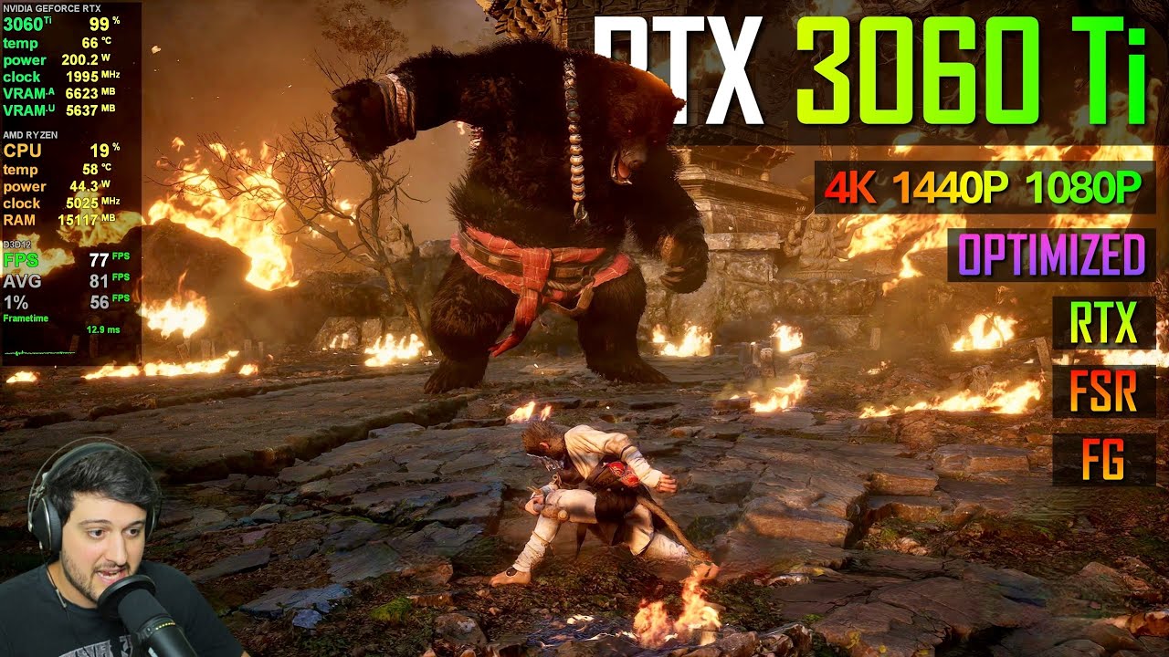 RTX 3060 Ti - Black Myth: Wukong - оптимизированные настройки DF, RT, DLSS, FSR FG!