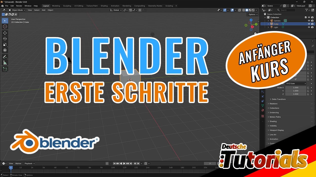 Blender 5 erste Schritte deutsch für Anfänger Teil 2  - Tutorial deutsch