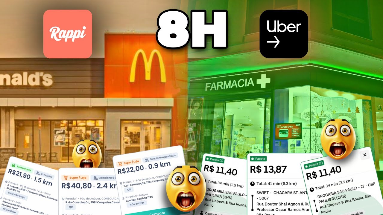 8h DE ENTREGAS PELA RAPPI E UBER | UBER ME DEIXOU NA MÃO | entregas de bike uber e rappi