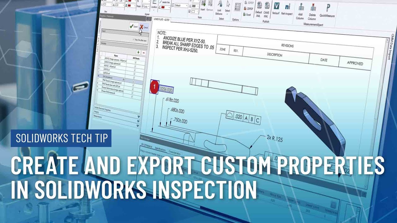 Создание и экспорт пользовательских свойств в SOLIDWORKS Inspection