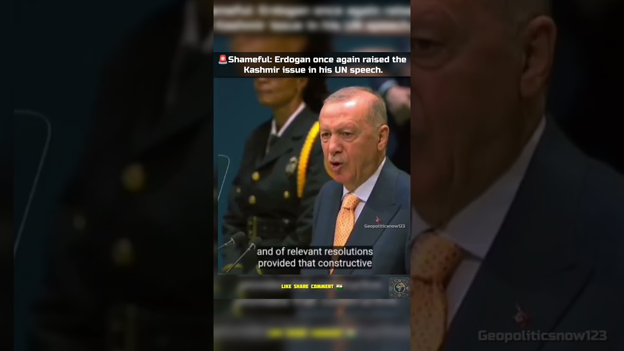 🚨 Turkish President Erdogan once again raised the Kashmir issue in his UN speech.