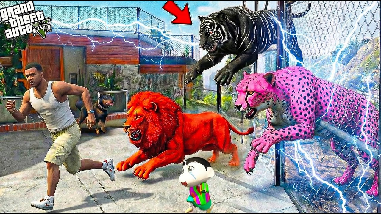 Franklin & Shinchan Escape Hungry Black Tigers in Los Santos! 😱🐯 | GTA 5
