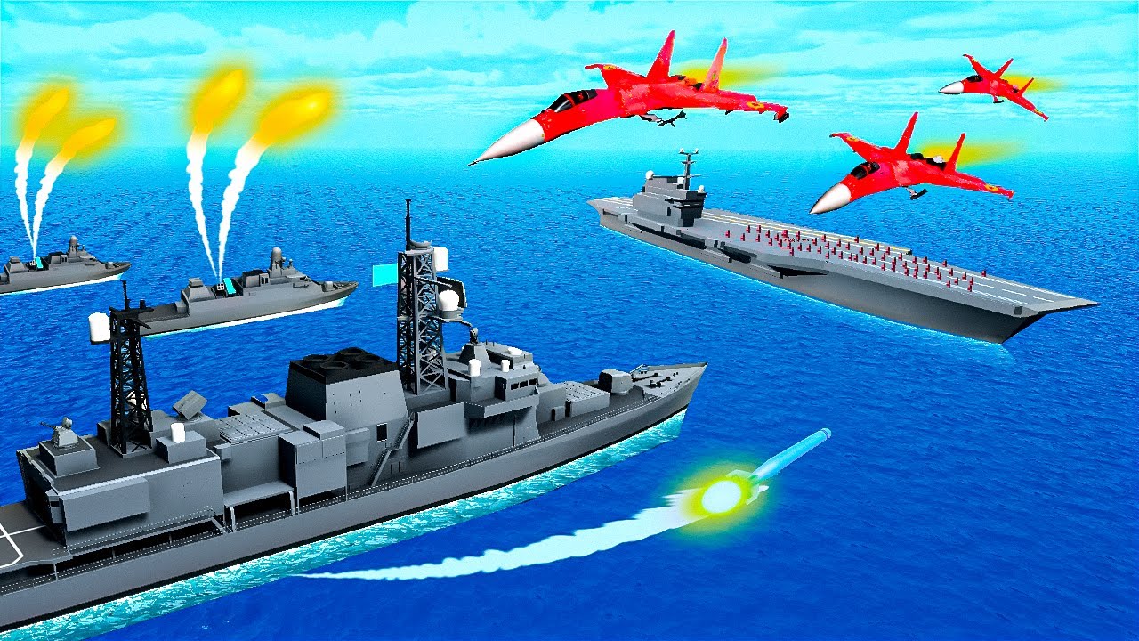 New Naval Battleships vs Impossible Boss Aircraft Carrier!