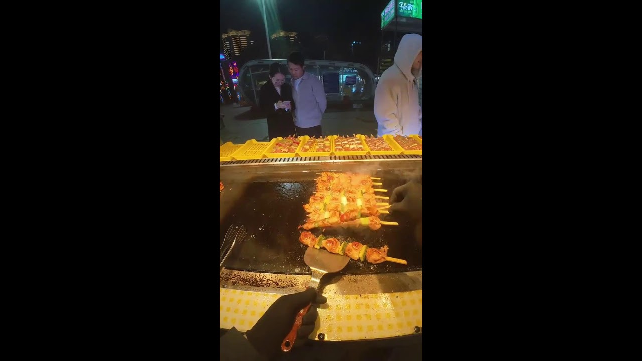 Chinese BBQ Livestream | Grilled Chicken Skewers with Sauce & Heat | Ambient Sounds Only