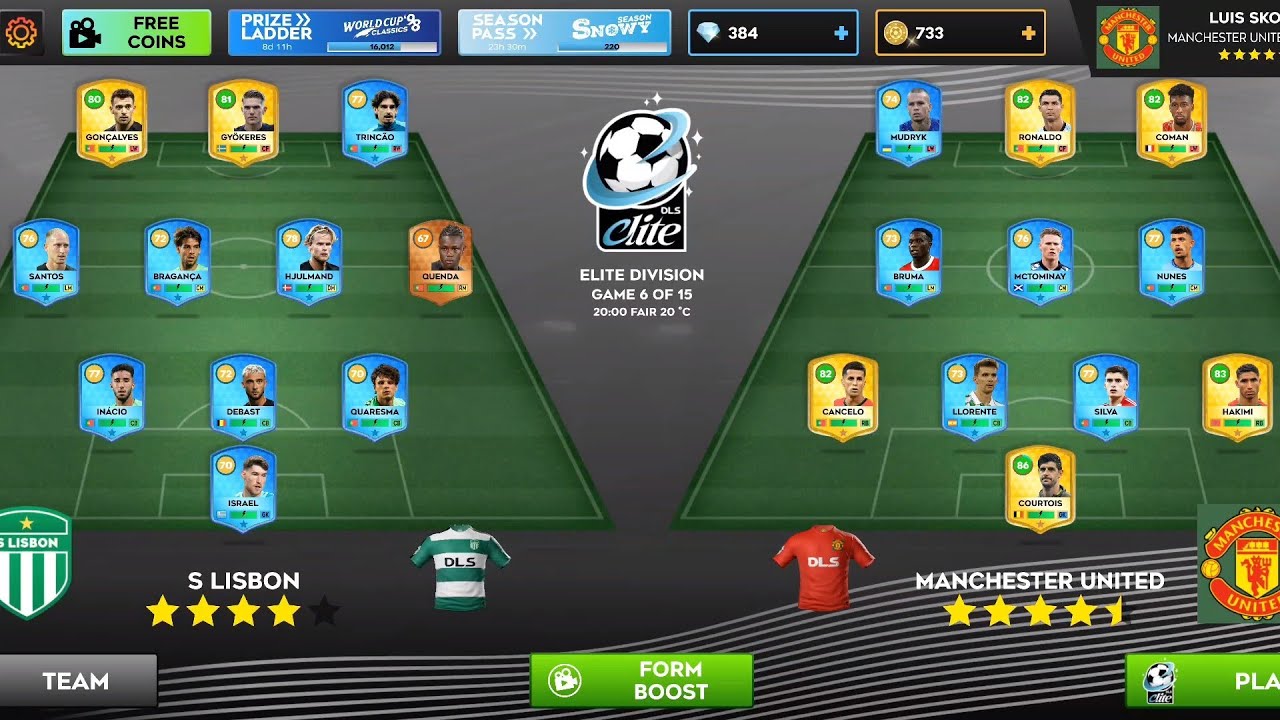 DLS25/S Lisbon Vs Manchester United/Elite Division Android Gameplay#dls25 #football #fifa