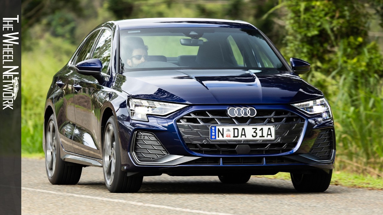 2025 Audi A3 Sedan | Navarra Blue | Driving, Interior, Exterior (Australia)