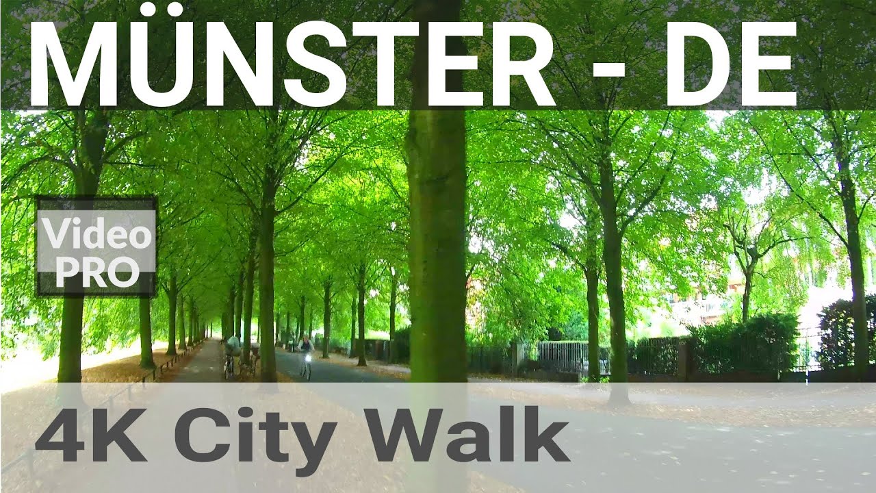 4K Walk Promenade (Bicycle Highway / old City-Walls) around the old City of Münster, Westf.