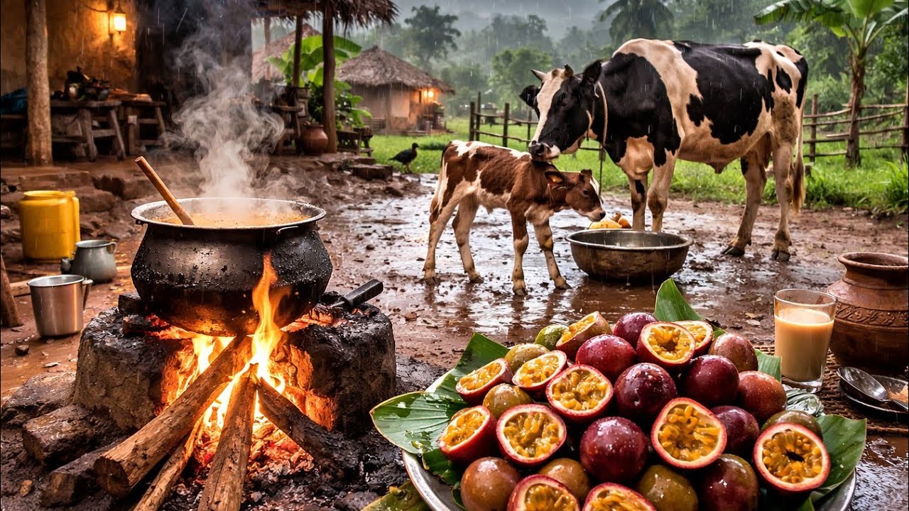 Beautiful Rainy Day in Our African Village | Visiting Grandma & Cooking Together #villagecooking 
