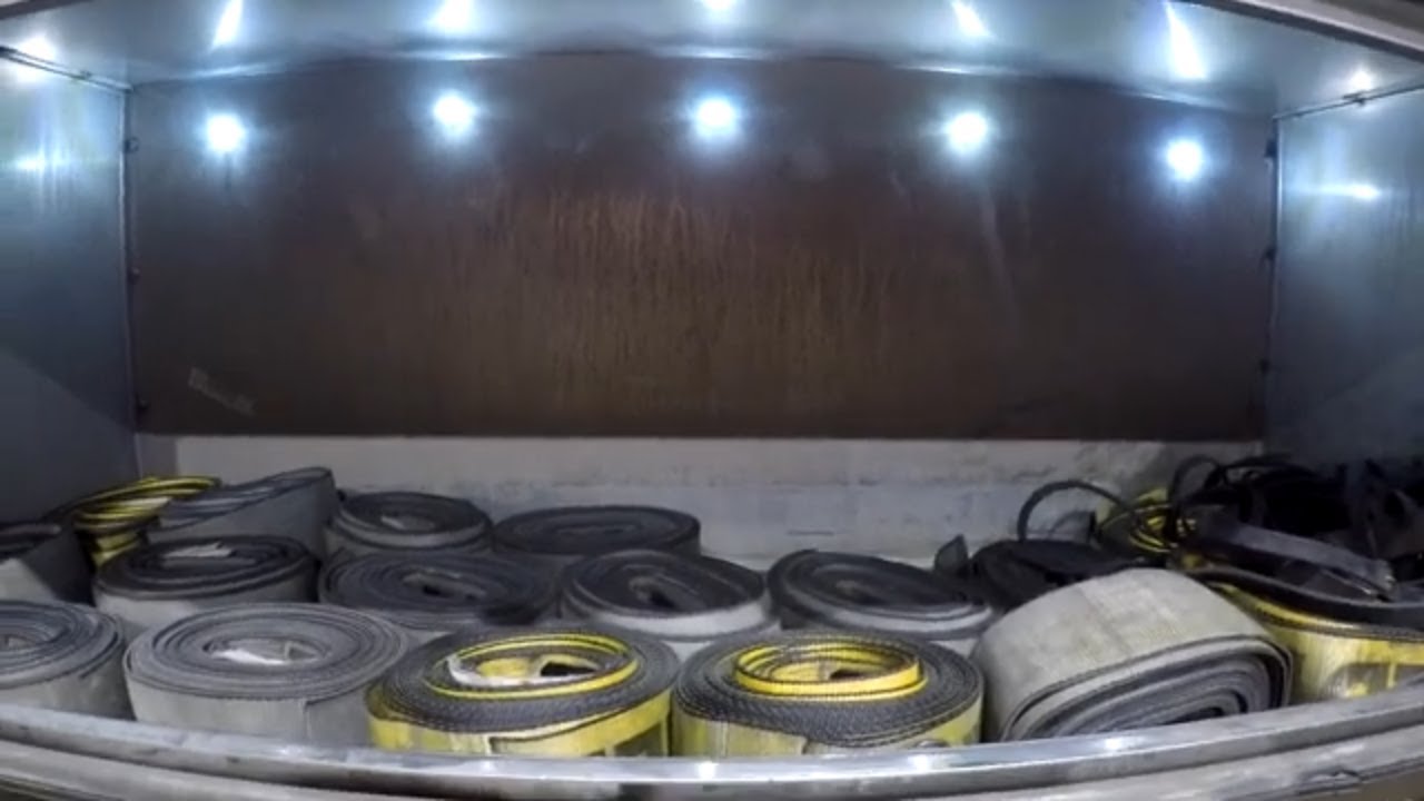 Trailer maintenance and installing led lights in toolbox on flatbed trailer
