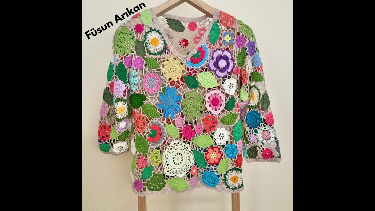 TIĞ İŞİ ÇİÇEKLİ ÖRGÜ BLUZ ANLATIMI (HOW TO CROCHET A FLOWER MOTİF BLOUSE) (CROCHET LACE BLOUSE)