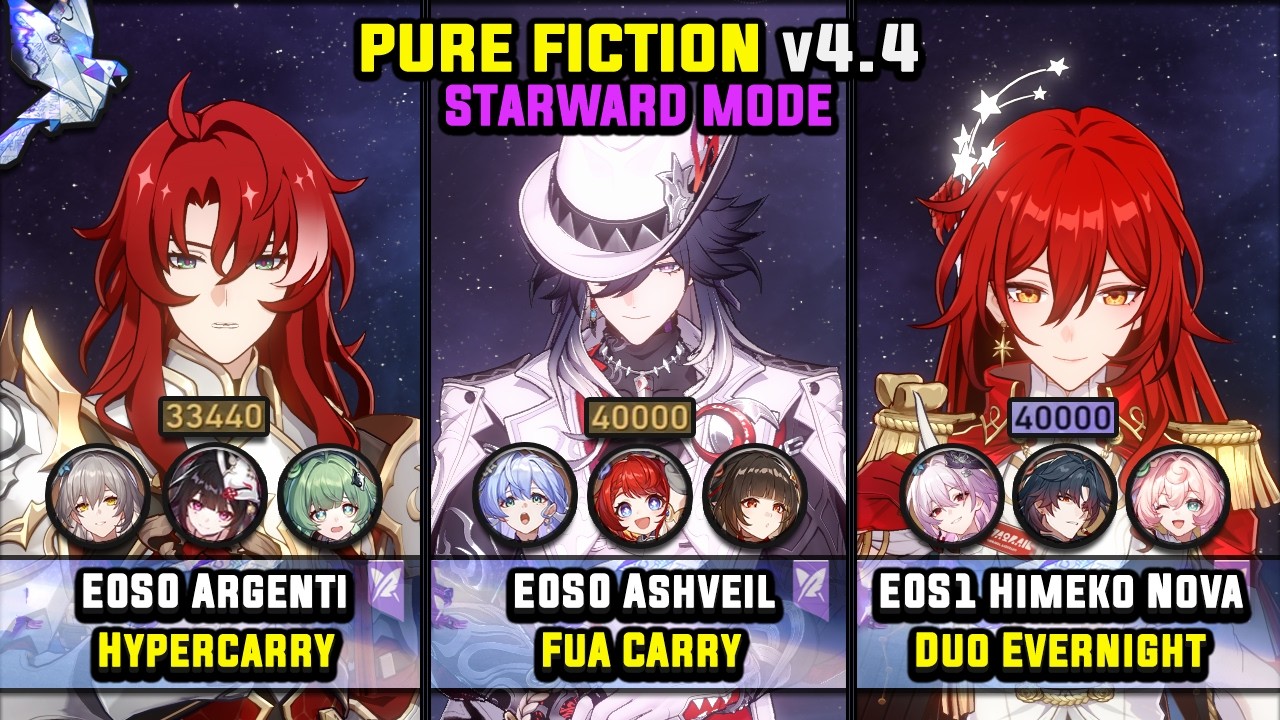 E0S0 Argenti & E0S0 Ashveil & E0S1 Himeko Nova (4 Stars) Pure Fiction - Starward Mode 4.4