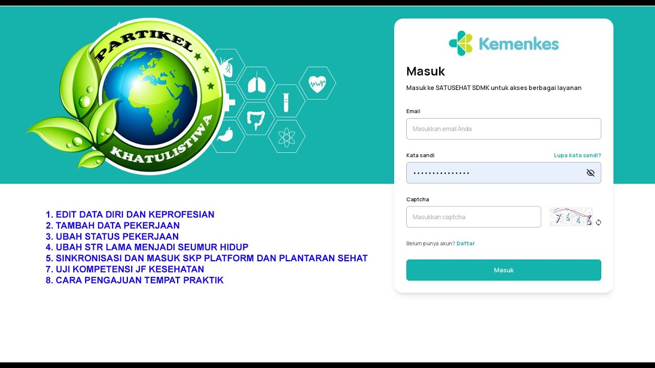 TATA CARA PENGGUNAAN AKUN SATUSEHAT SDMK