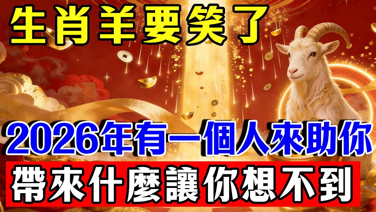 生肖羊要笑了！2026年會有「一個人」來助你，帶來什麼讓你想不到！#生肖 #運勢 #命理 #屬相 #風水 #財運 #佛陀 #佛學 #佛法 #佛教 #修行 #智慧 #因果 #佛家