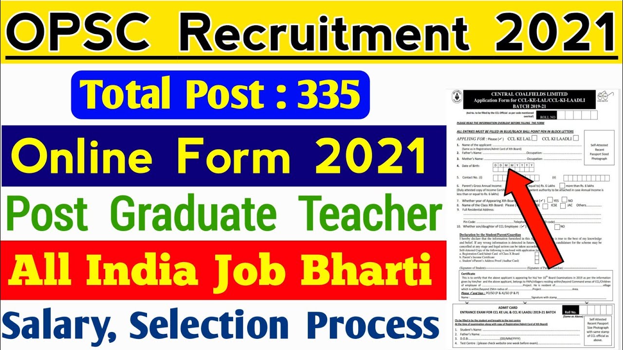 OPSC Post Graduate Teacher Recruitment 2021 l 335 Post l Get Full Details
