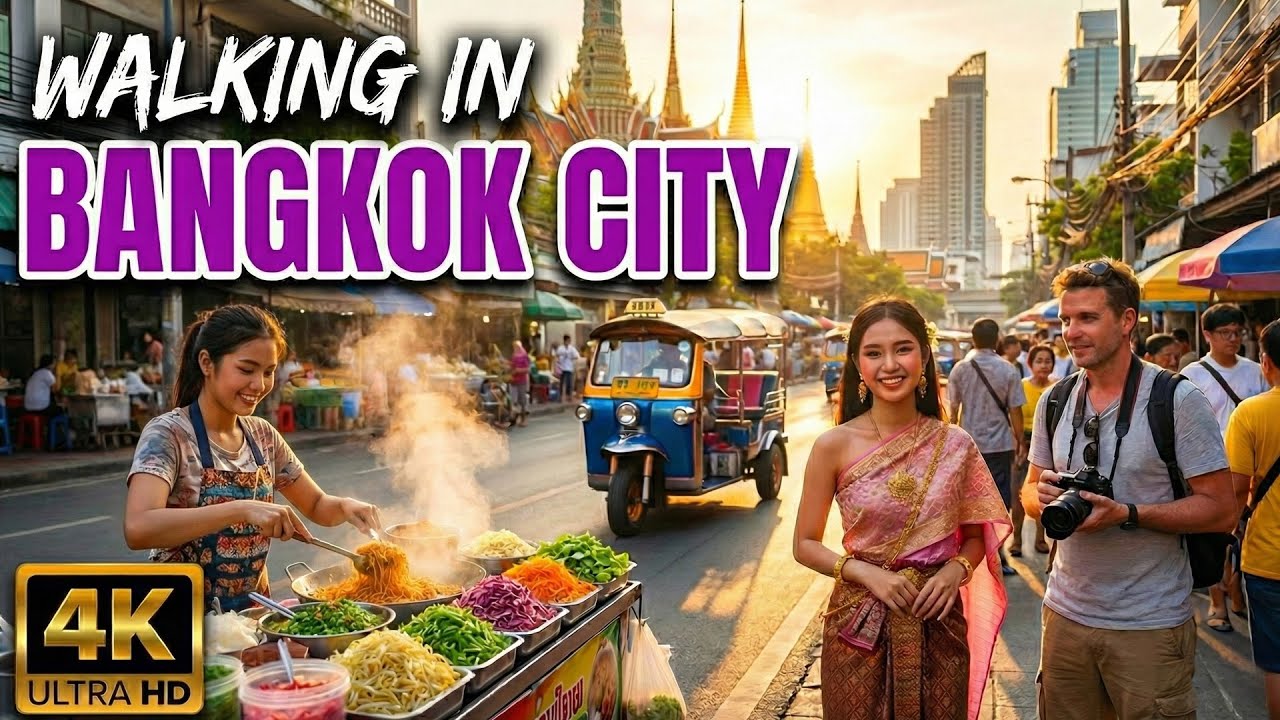 Relaxing Bangkok Street Walk ☀️🌿🚦 | 4K | #ASMR | No Talking | Real City Sounds