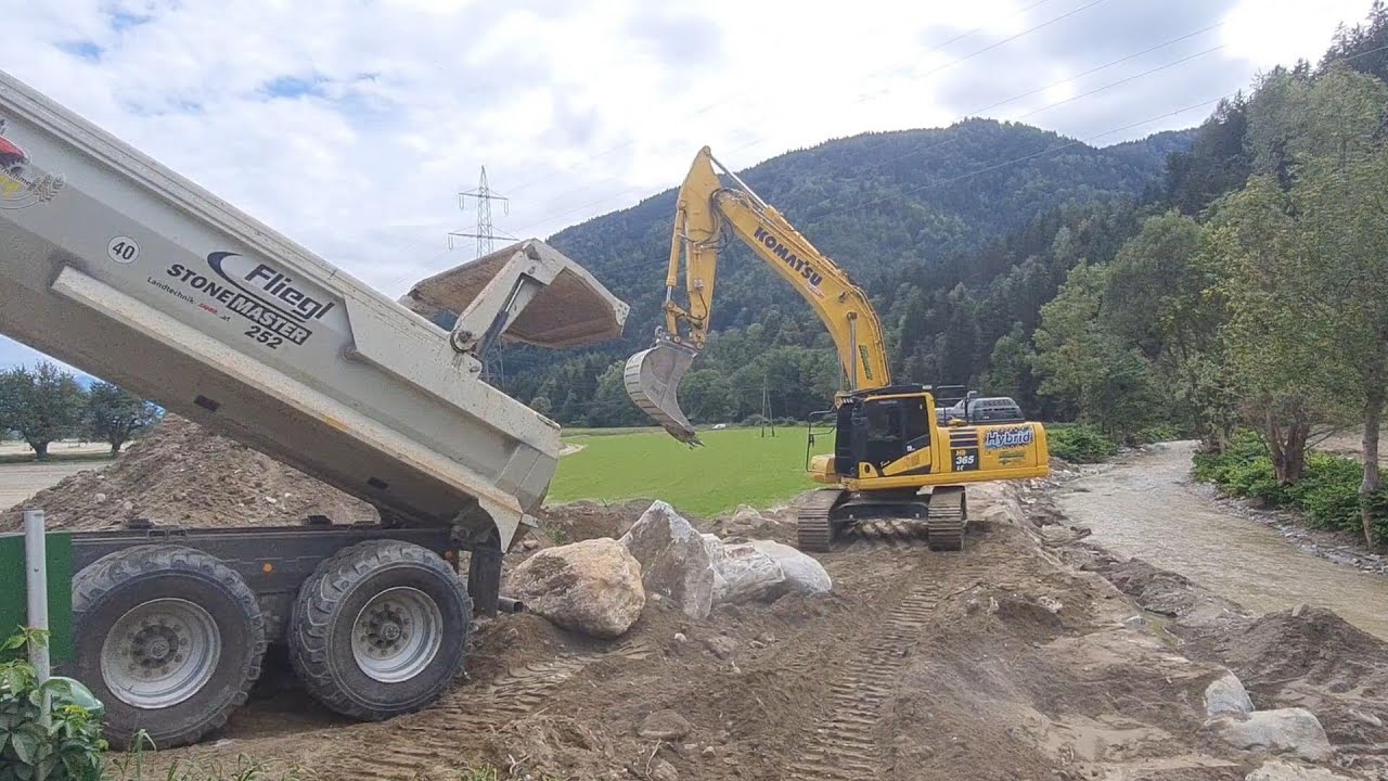 Komatsu HB 365 HYBRID : Wasserbau - Steinschlichtung [ High Voltage Samurai ] #komatsu