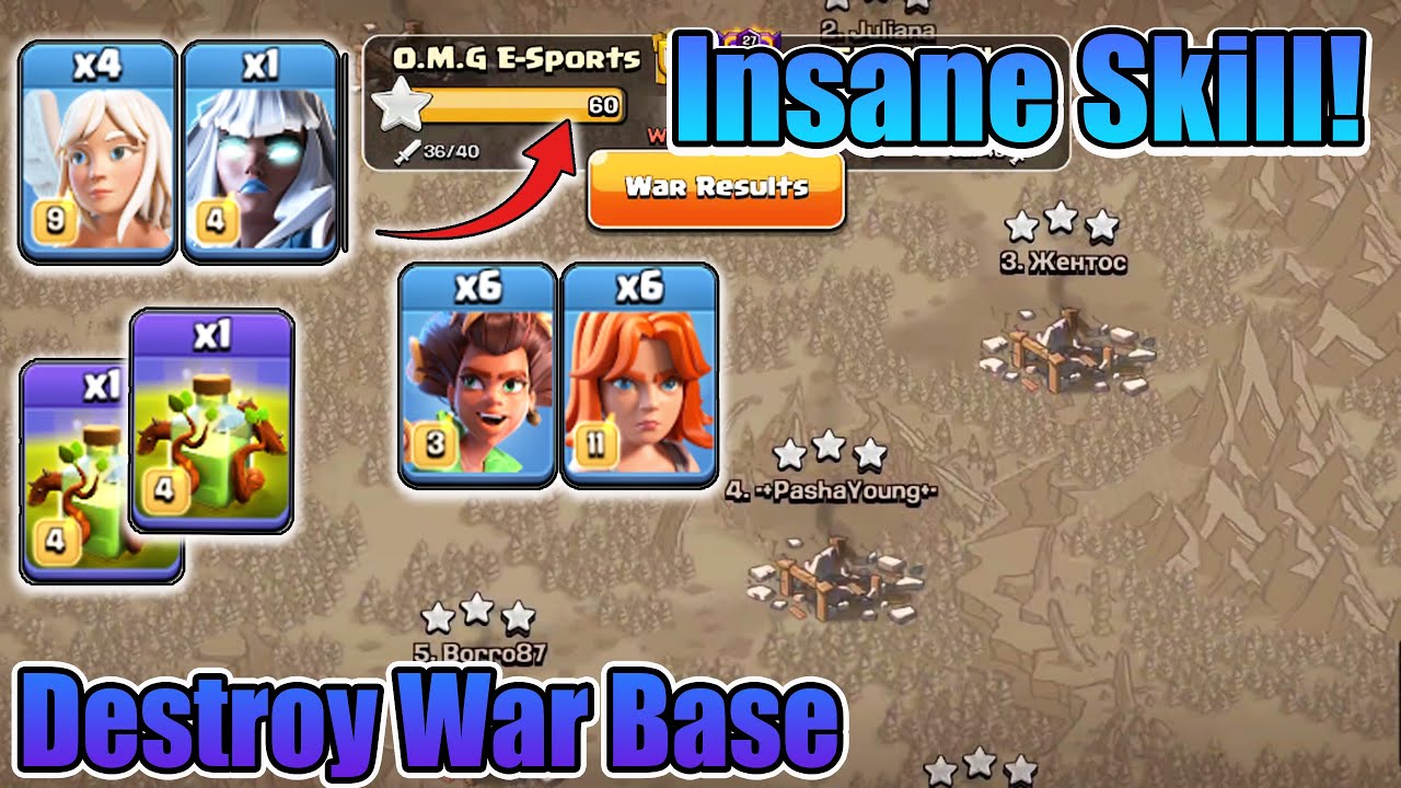 Insane Skill 3 Star! Queen Charge Root Rider Valk & Air Smash TH16 ( Clash of Clans )