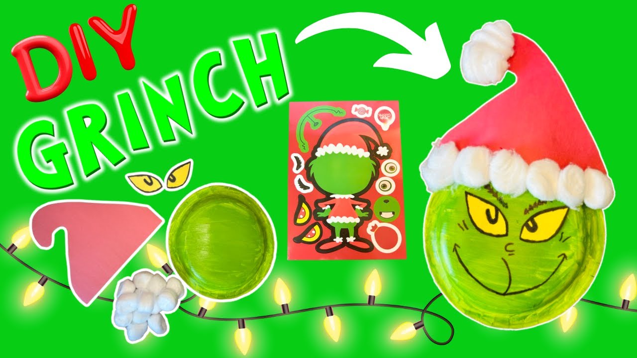 The GRINCH! How to DIY | Make a Face Stickers & Paper Plate Craft Activity | Holiday Crafts for Kids