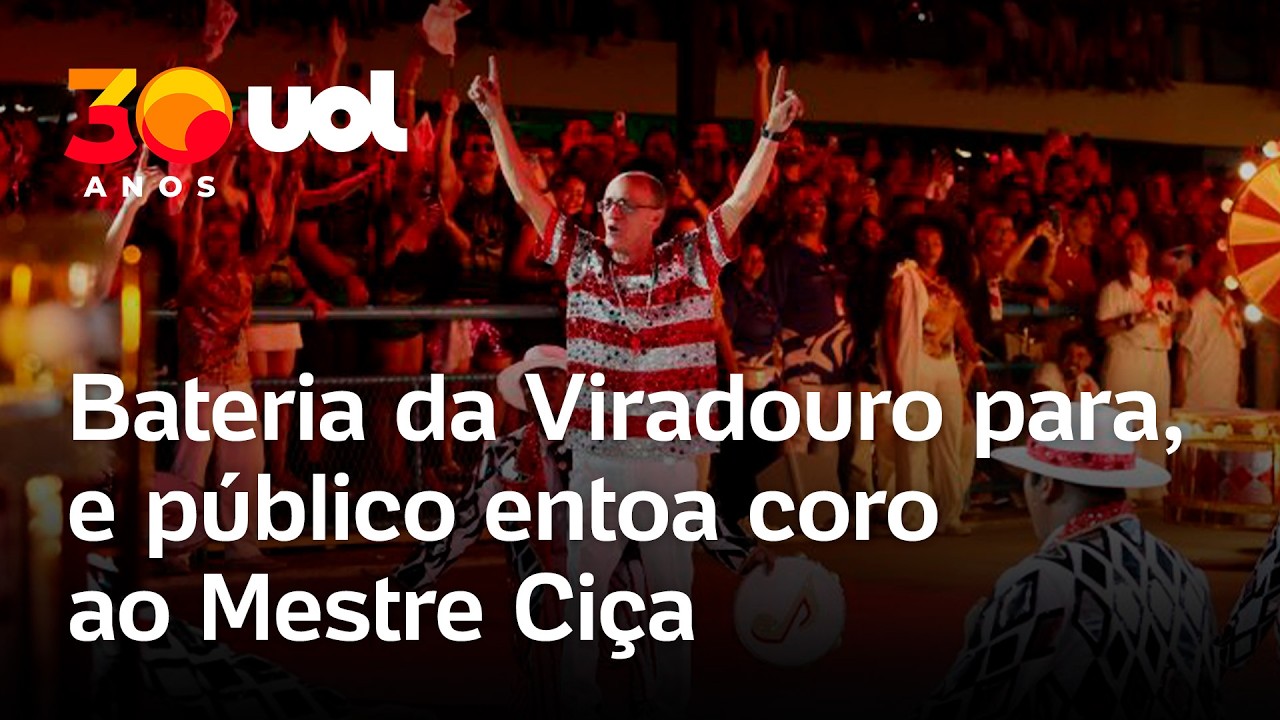 Viradouro na Sapuca&iacute;: bateria sobe em carro aleg&oacute;rico e levanta p&uacute;blico em desfile no Rio; v&iacute;deo