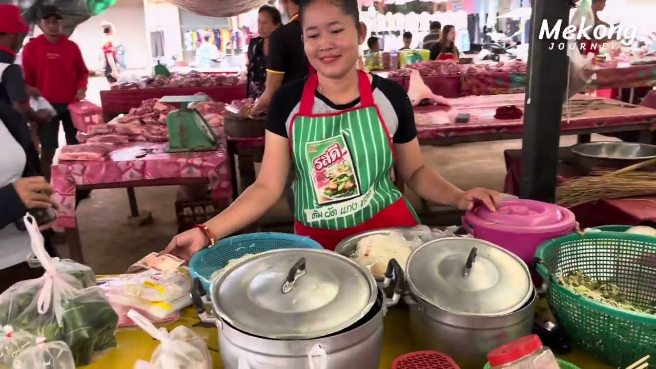 ตลาดเช้า เมืองแสน แขวงจำปาสัก สปป.ลาว ปลาน้ำโขงหลายๆ Lao local market Champasak