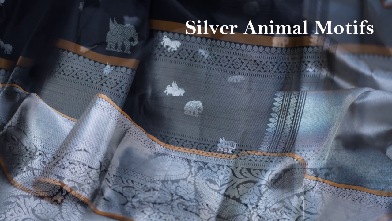 Black Silver kanchipuram Saree