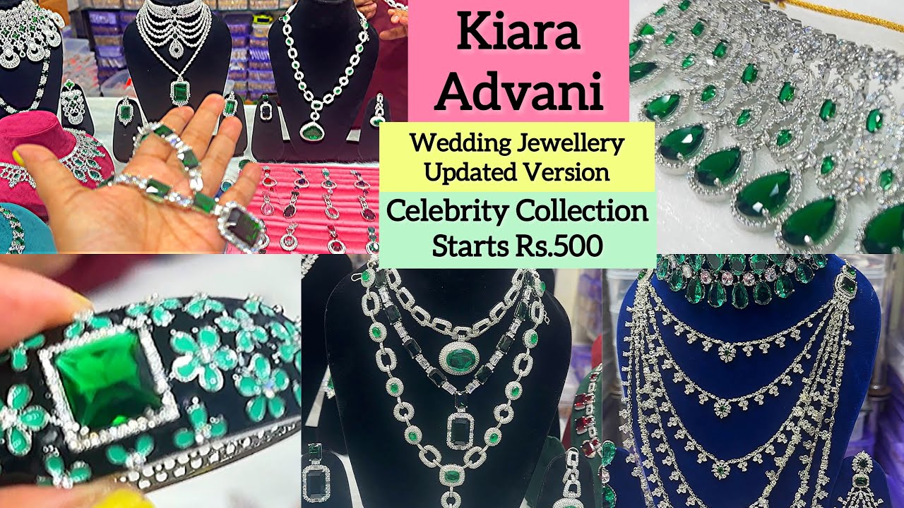 Starts ₹500 American Diamond Necklaces | Kiara Advani Green Colour Wedding Jewellery Updated Version