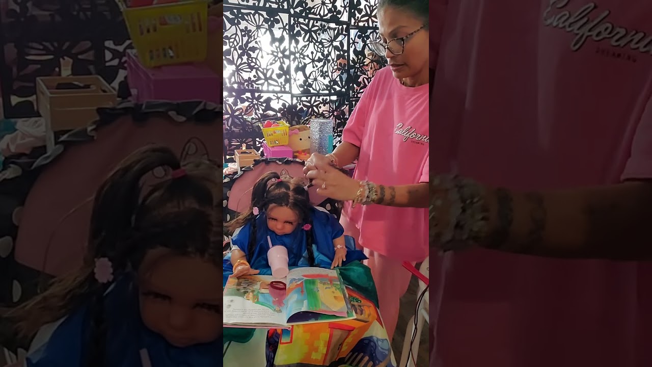 Twins turn at hair salon #fyp #haircare #hair #Twins #reborns