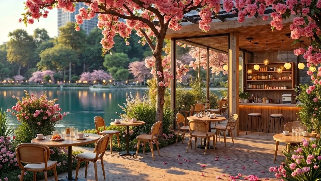 Springtime Paris Café Jazz ☕ Calm Evening Outdoor Café Ambience & Smooth Jazz Music for Work, Study