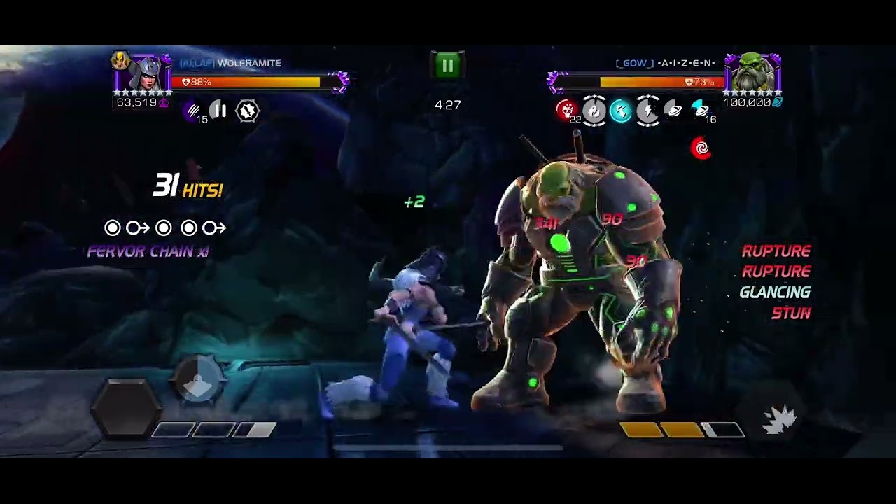 MCoC Spiral vs Maestro on node 43 (hazard shift - incinerate, shock, empathic lock)