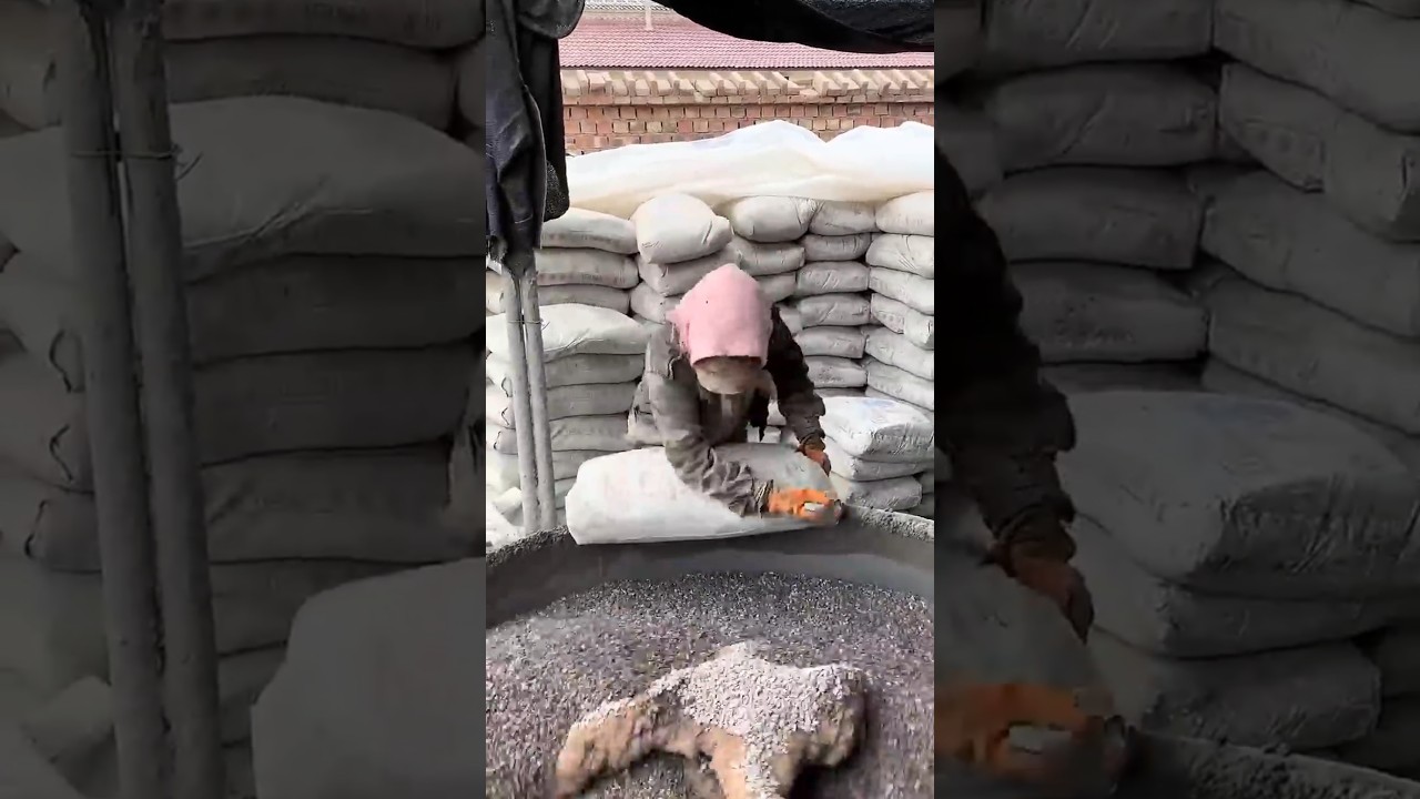 Machine Mixing Concrete Perfectly 🌀