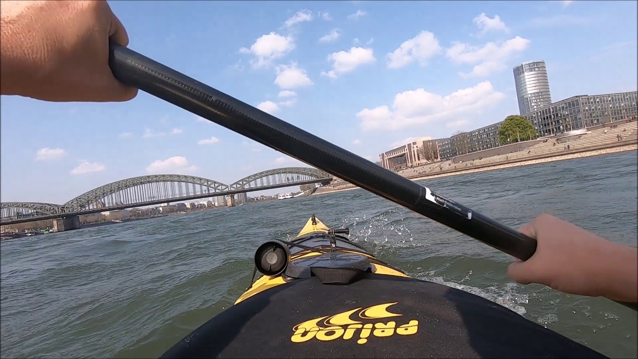 Kayaking on the Rhine River in Cologne, Germany