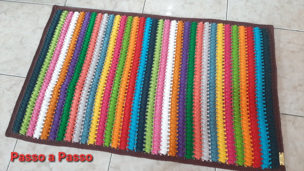 Tapete de Croche com sobras de fios MULTICOLORIDO    Passo a Passo por Neddy Ghusmam