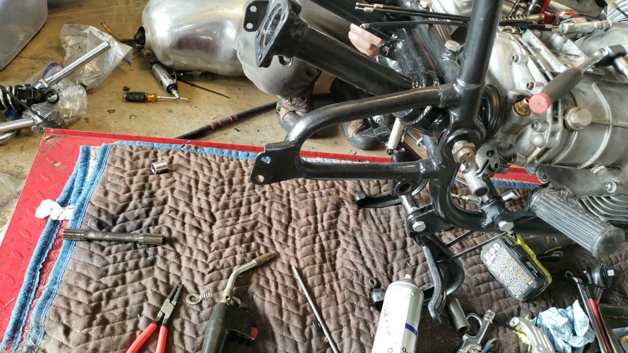 Install the Swing Arm, Brake Stay, and Large Acorn Nuts on the 1973 Moto Guzzi Eldorado - Ep 47